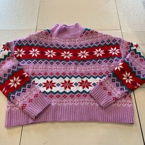 33 degrees Winter Sweater Size M light purple red snowflakes